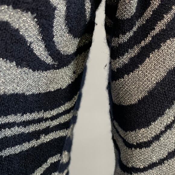 SIES MARJAN Size L Silver Navy Cashmere Blend Marbled Turtleneck Pullover - Picture 6 of 9